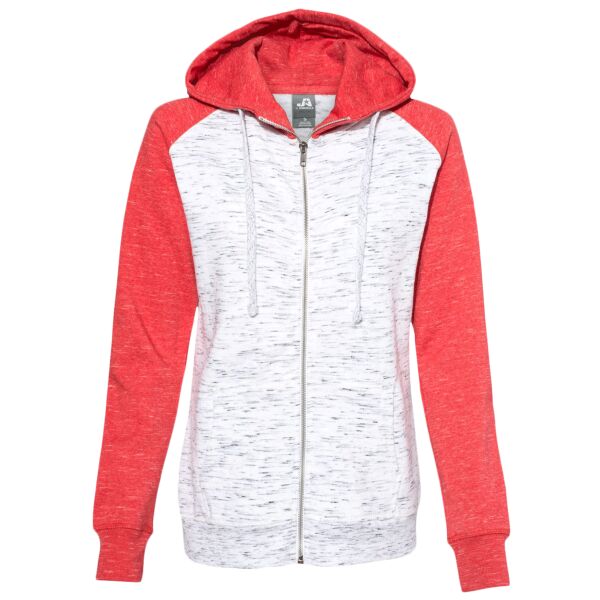 Ladies' Mélange Fleece Two-Tone Full-Zip Hooded Sweatshirt Thumbnail