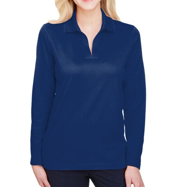 CrownLux Performance® Ladies' Plaited Long Sleeve Polo Thumbnail